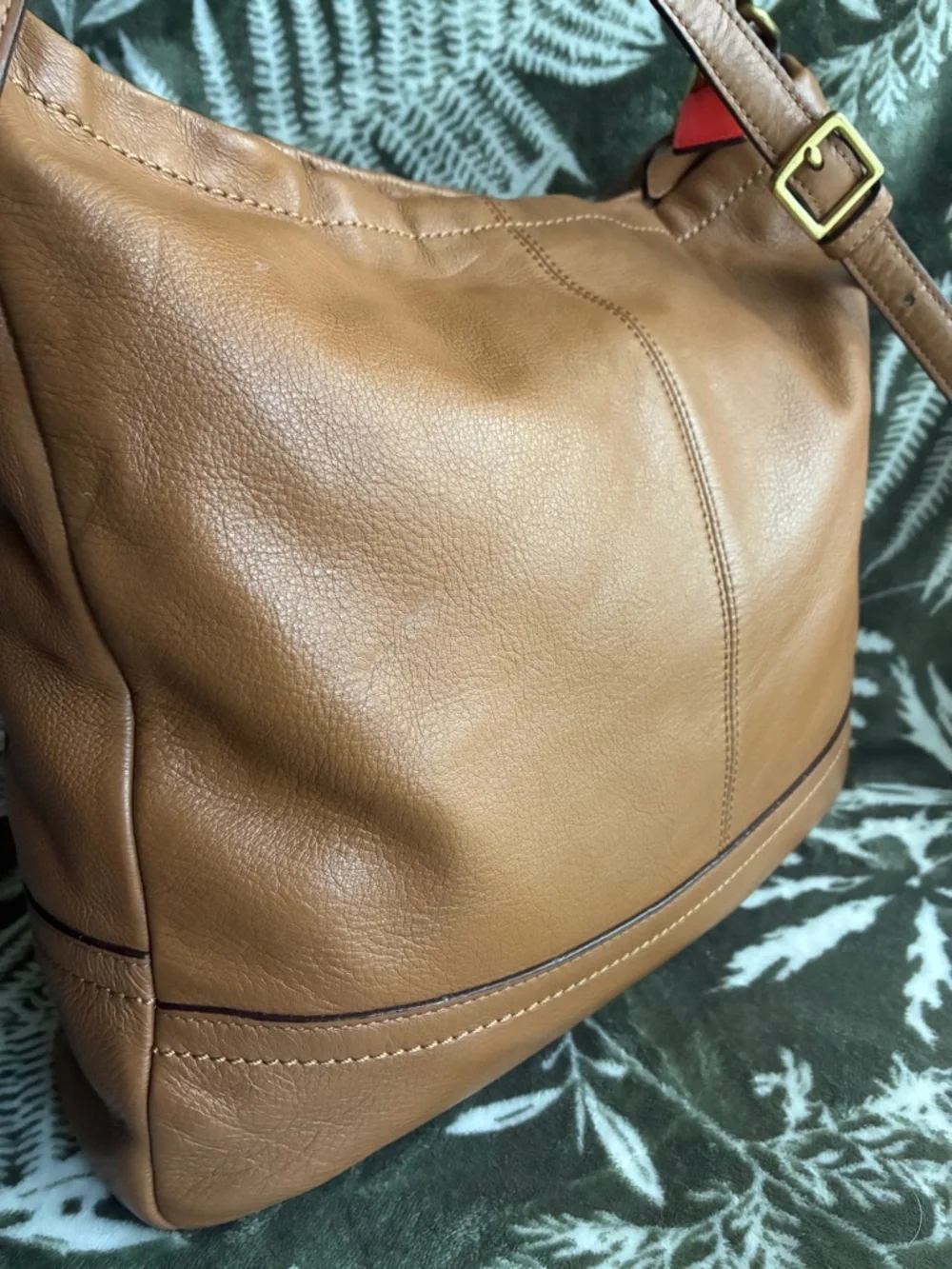 Coach Pebbled Leather Shoulder Bag in Cognac